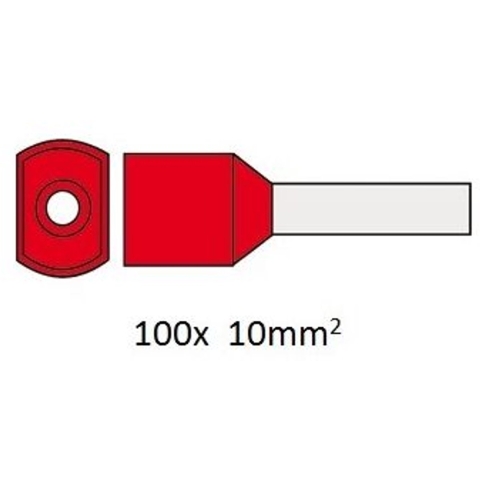 Cimco 187713 Dubbele adereindhulzen 10 mm² Deels geïsoleerd Rood 100 stuk(s)