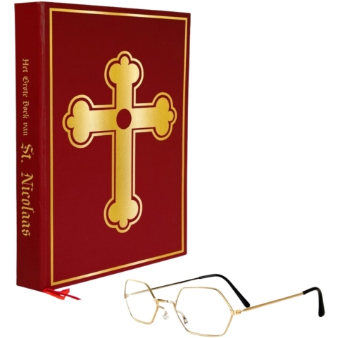 Combi-set Sinterklaas - gouden bril - grote boek - pakjesavond - goedheiligman -