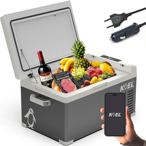 KOEL Crate 25 - Compressor Koelbox 12V en 230V - Koelt tot -20°C - Aluminium Kunststof