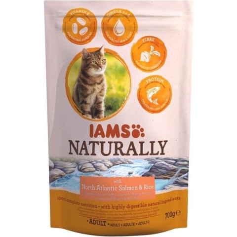 Iams Naturally Cat Adult Zalm&Rijst 700 g