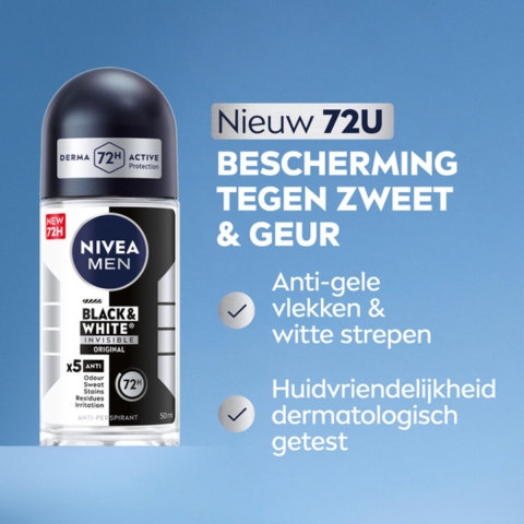 3x Nivea Men Deodorant Roller Invisible for Black&White 50 ml