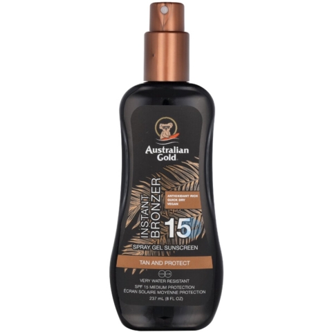2x Australian Gold Instant Bronzer Zonnebrand Spray Gel SPF 15 237 ml