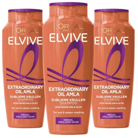 3x L'Oréal Elvive Extraordinary Oil Krulverzorging Shampoo 250 ml