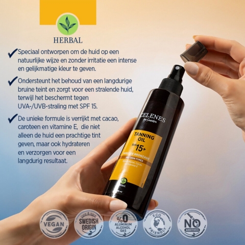 3x Celenes Herbal Tanning Oil Alle Huidtypes SPF 15 200 ml