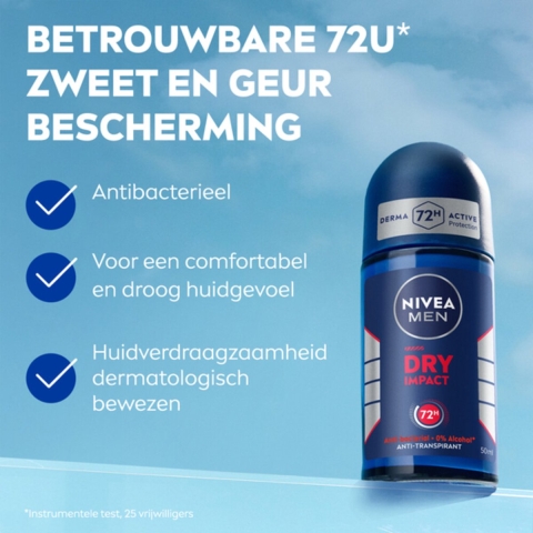 3x Nivea Men Deodorant Roller Dry Impact 50 ml