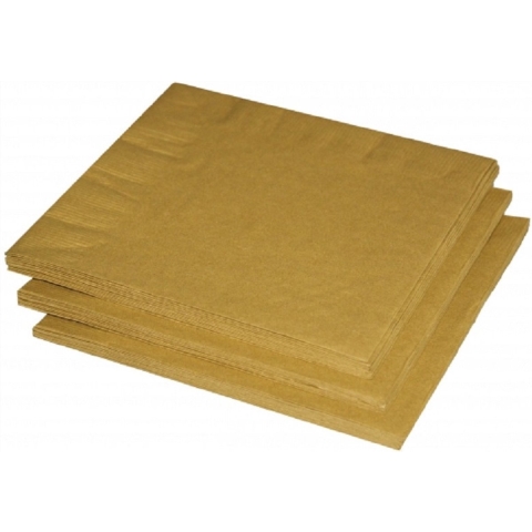 Uni kleur tafel servetten - goud - 120x stuks - 33 x 33 cm - Papier -