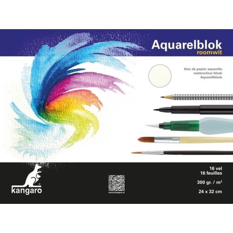 Kangaro Aquarelblok - 2x - 16 vel - 300 gram - 32 x 24 cm - Aquarel papier -