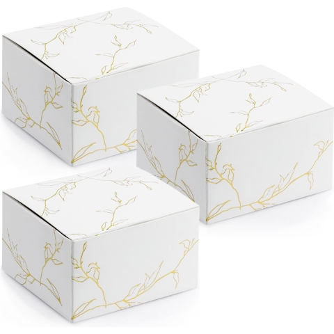Cadeaudoosje Nature - Bruiloft bedankje - 50x stuks - wit/goud - papier - 6 x 4 cm -
