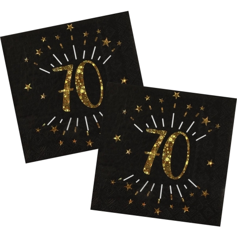Verjaardag feest servetten leeftijd - 50x - 70 jaar - goud - 33 x 33 cm -