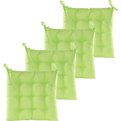 Stoelkussen gewatteerd - 6x - groen - 38 x 38 cm - binnen/buiten -