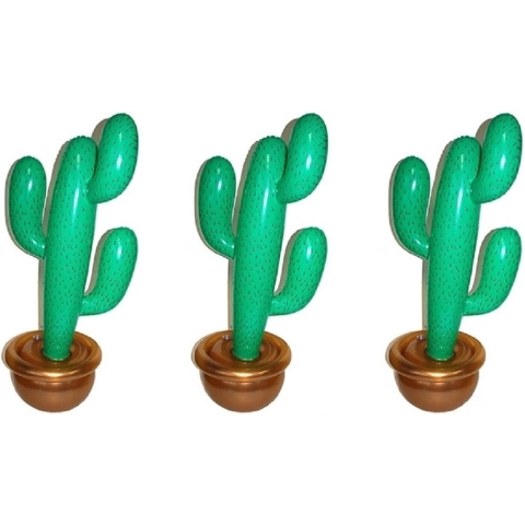Pakket van 3x stuks opblaasbare planten cactus 90 cm -