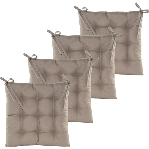 Stoelkussen gewatteerd - 6x - taupe - 38 x 38 cm - binnen/buiten -