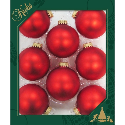 24x stuks glazen kerstballen 7 cm vuurrood -