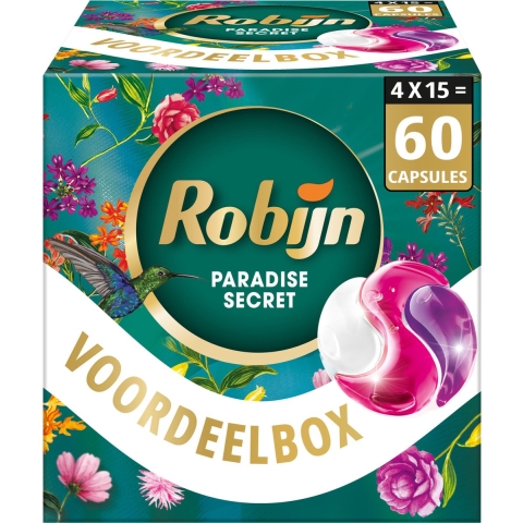 4x Robijn 3-in-1 Wascapsules Paradise Secret 15 stuks