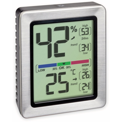 TFA Dostmann EXACTO Thermo- en hygrometer Zilver