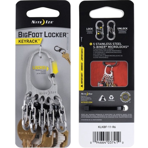 NITE Ize KLKBF-11-R6 BigFoot Locker KeyRack Sleutelkarabijn RVS 1 stuk(s)