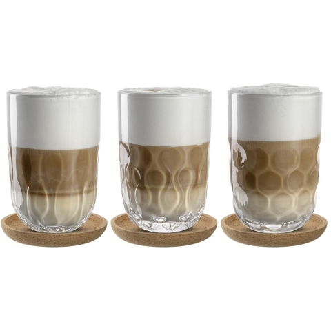 Leonardo Latte Macchiato Glazen met onderzetters Gocce - 390 ml - 6-Delig