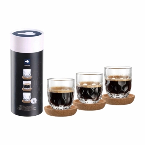 Leonardo Espressoglazen met onderzetters Gocce - 60 ml - 6-Delig