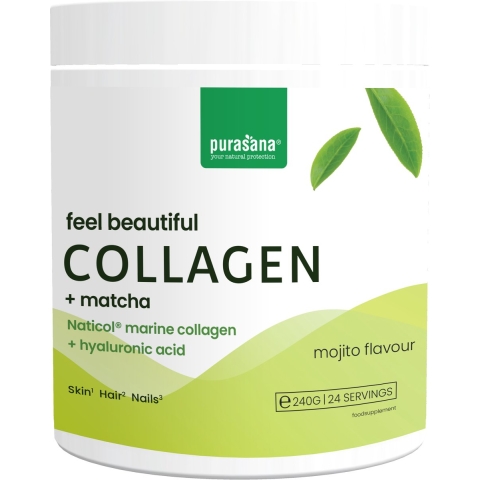 Gratis Verzending: Purasana Feel Beautiful Collageen Matcha 240 gr