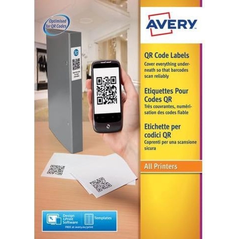 Avery-Zweckform QR-code etiketten L7120-25 (N/A ),Wit, Vierkant, 875 stuk(s), Permanent hechtend
