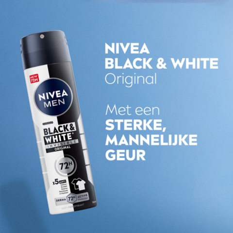 3x NIVEA Men Deodorant Spray Invisible for Black&White 150 ml