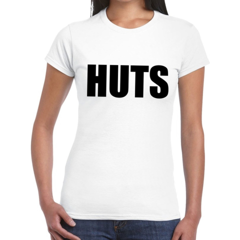 HUTS tekst t-shirt wit voor dames XL -