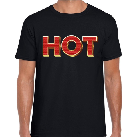 HOT fun tekst t-shirt zwart met 3D effect voor heren M -