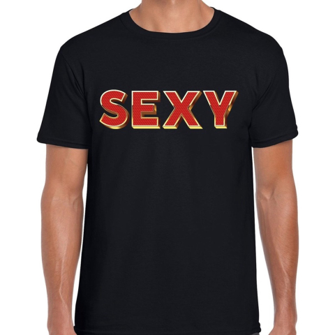 SEXY fun tekst t-shirt zwart met 3D effect voor heren 2XL -