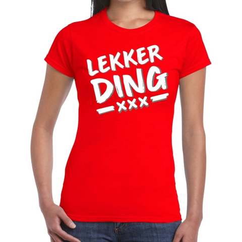 Lekkerding tekst t-shirt rood dames XS -