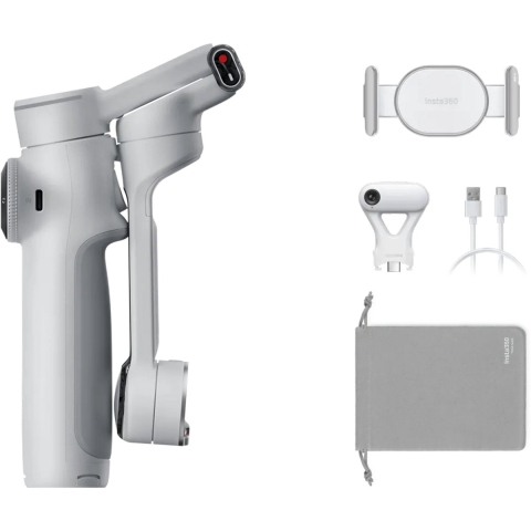 Insta360 Flow 2 Pro AI Tracker Bundle Gimbal elektrisch Grijs Bluetooth Belastbaar tot 300 g