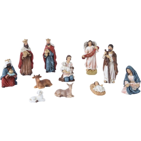 Kerststal beelden/kerstbeelden - Set 11x stuks - tot 9,5 cm - polyresin -