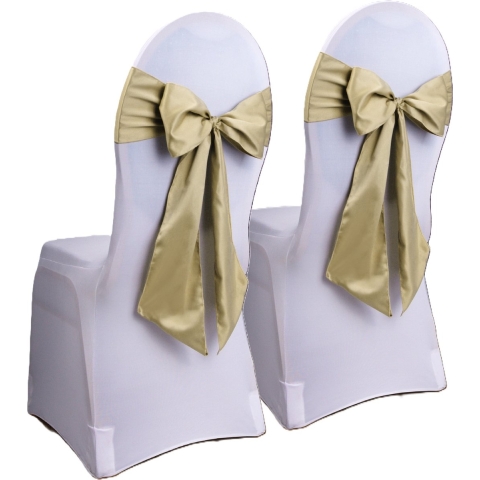 Stoel decoratie strik - 30x - goud - Bruiloft stoel versiering - Satijn sjerp aankleding - 275 cm -