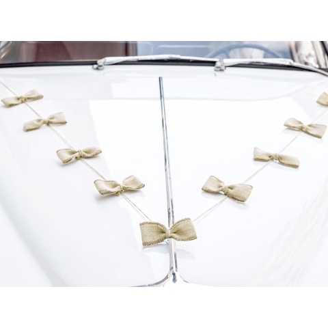 Trouwauto decoratie strikken jute - 13x stuks - Bruiloft - just married -