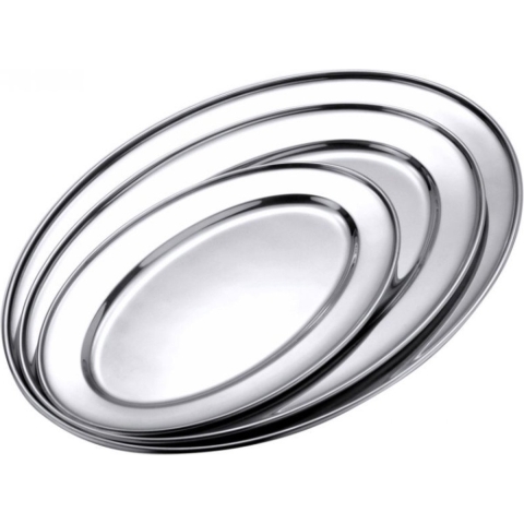 Set van 3x stuks RVS ovale serveerschalen 40 cm -