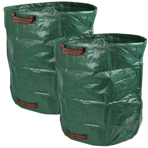 Tuinafvalzak - 2x - opvouwbaar - groot formaat - groen - 272 liter - bladeren opruimen -