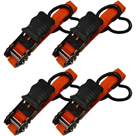 Spanband profi - 4x - oranje - polyester/rubber - 4,5 m - ratel -