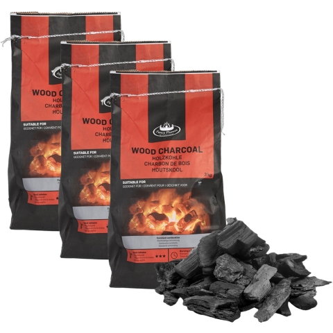 Fancy Flames Barbecue/bbq Houtskool - 3x - 3 kilo - 100% natuurlijk - geschikt voor BBQ -