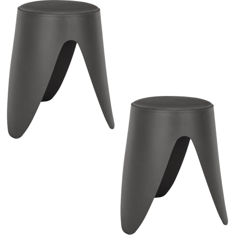 Stapelbaar zit krukje Gala - 2x - kunststof - antraciet - D30 x H46 cm - stoelen -