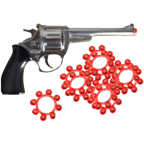 Speelgoed Revolver/Pistool met plaffertjes voor een cowboy - metaal - 192 shots - verkleed spullen -