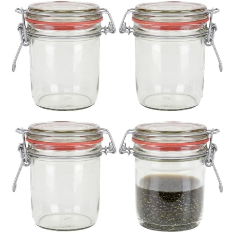 Weckpot/inmaakpot - 5x - glas - 300 ml - met beugelsluiting - transparant -