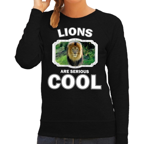 Dieren leeuw sweater zwart dames - lions are cool trui L -