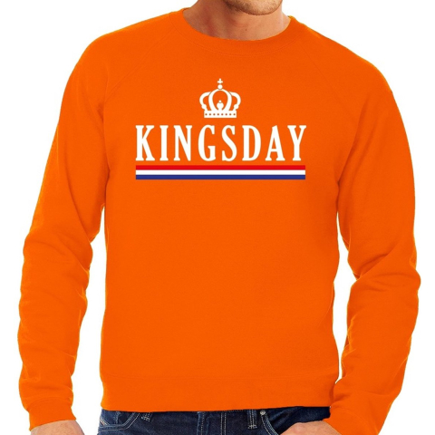 Oranje Kingsday sweater voor heren S -