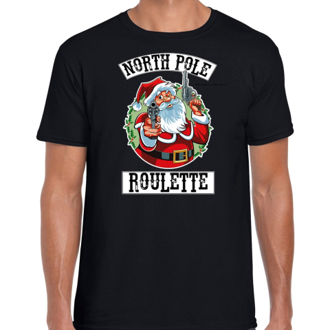 Fout Kerstshirt / outfit Northpole roulette zwart voor heren L -