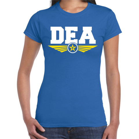 DEA agent tekst t-shirt blauw voor dames XS -