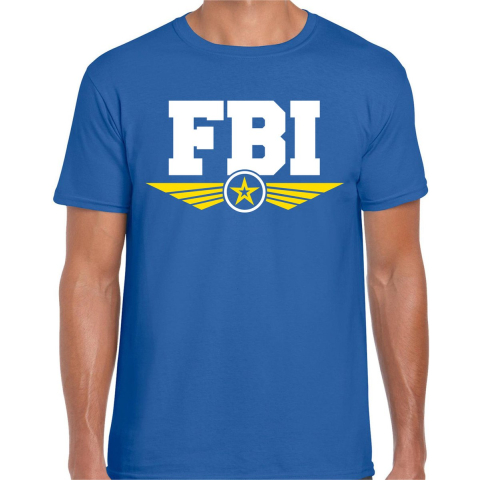 FBI agent tekst t-shirt blauw voor heren S -