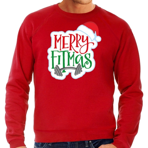 Merry fitmas Kersttrui / outfit rood voor heren 2XL -