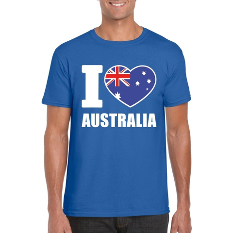 Blauw I love Australie fan shirt heren L -