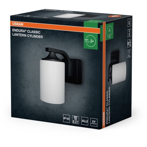 OSRAM ENDURA Classic Lantern Cylinder E27 Black 4099854452079 LED-buitenlamp (wand) E27 Zwart