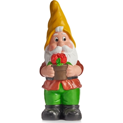 Tuinkabouter beeldje Dwerg met gele muts - Keramiek - 50 cm -