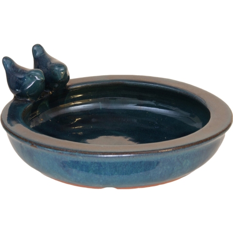 Vogelbad/voederschaal keramiek - 29 x 27 x 11 cm - blauw -